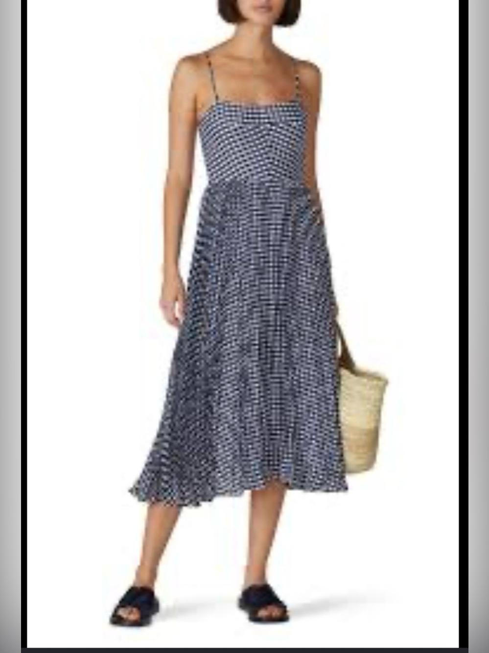 J. Crew Gingham Black White Midi Classic Spaghetti Strap Sun Dress 10
